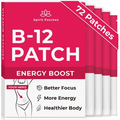 B12 Patches (Pack of 72) - 100% Natural Vitamin Patch for Women, Energy, Focus & Body Support, Self-Adhesive Transparent Stickers - Enhanced Formula