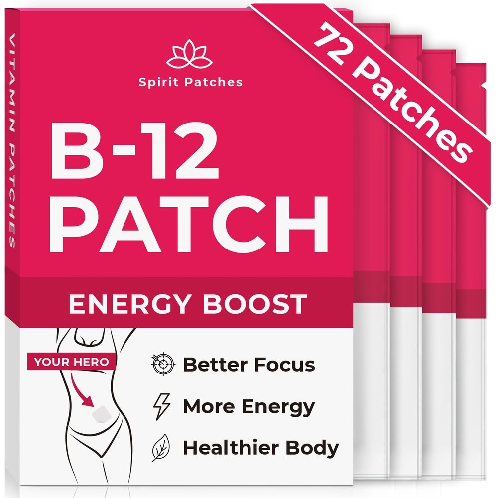 B12 Patches (Pack of 72) - 100% Natural Vitamin Patch for Women, Energy, Focus & Body Support, Self-Adhesive Transparent Stickers - Enhanced Formula