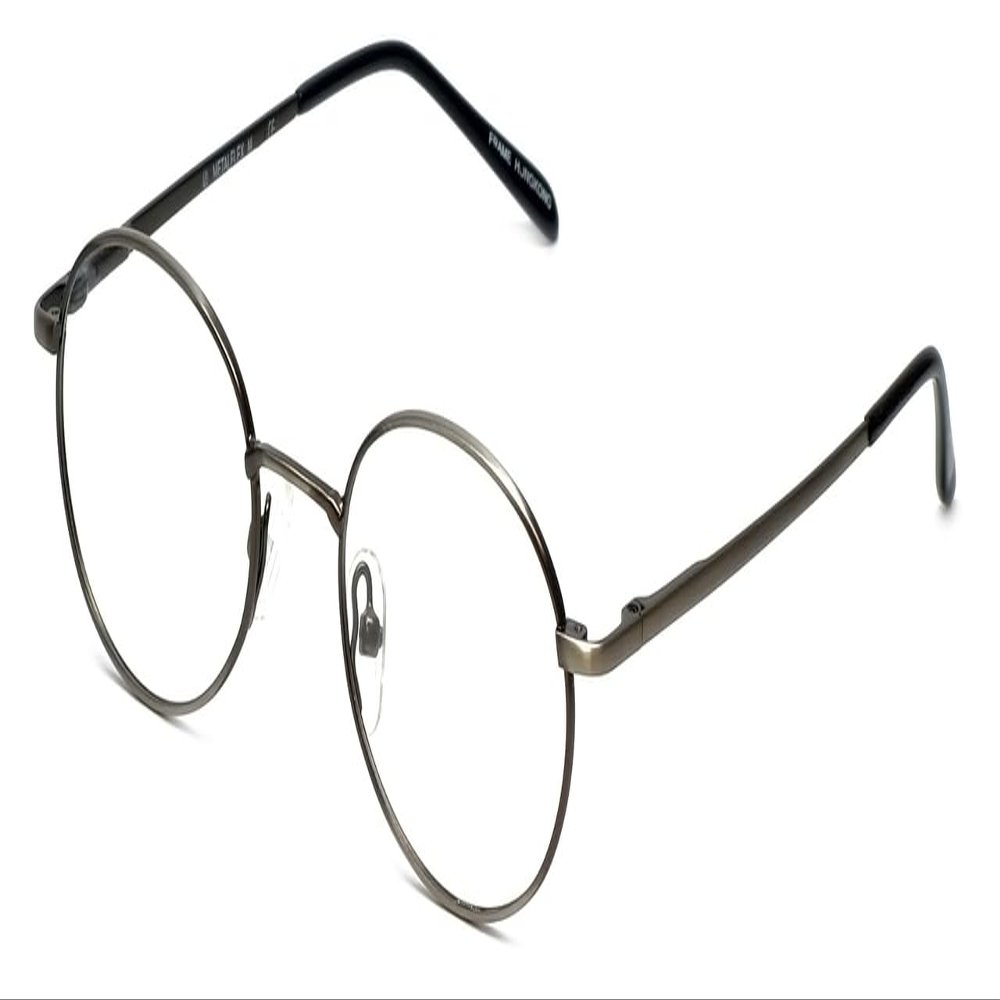 Calabria Metal Flex KIDS M Oval Blue Light Blocking Reading Glasses +0.00 Pewter Silver Black Girls 48mm