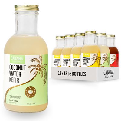 Cabana Cultures - Probiotic Coconut Water Kefir, Gut Health & Immunity Support, Hydration & Electrolytes, Vegan, (Variety Pack, 12-Pack)