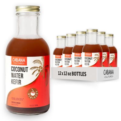 Cabana Cultures - Probiotic Coconut Water Kefir, Gut Health & Immunity Support, Hydration & Electrolytes, Vegan (Hibiscus, 12-Pack)