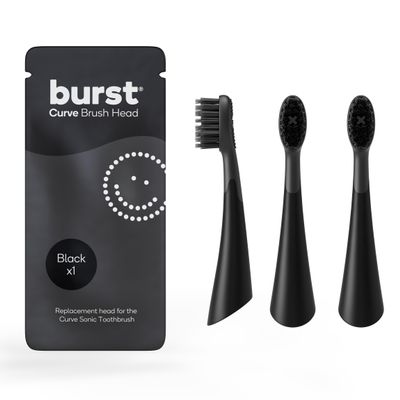 BURST Replacement Heads for Curve Sonic Electric Toothbrush (3 Pack/Black)
