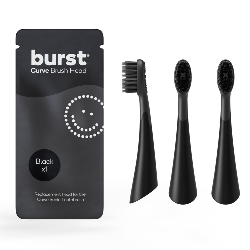 BURST Replacement Heads for Curve Sonic Electric Toothbrush (3 Pack/Black)