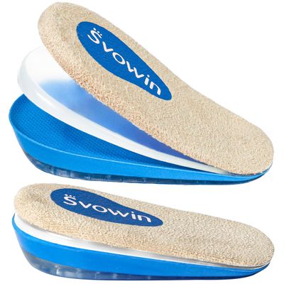 3 Layers Adjustable Orthopedic Heel Wedge Lift for Leg Length Discrepancies, Height Increase Insoles for Achilles Tendonitis, Heel Pain, Heel Cushion Cups for Heel Spur, Men and Women (Large, Beige)