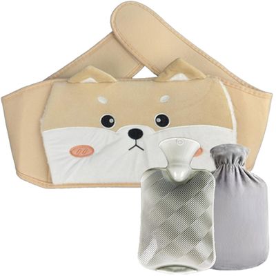 NLIADVY Plush Refillable Hot Water Bottle Belt,Water-Filled Waist-Warming Hot Water Bottle,Three-Piece Set of Water-Filled Waistband Hot Water Bottle (C,One Size)