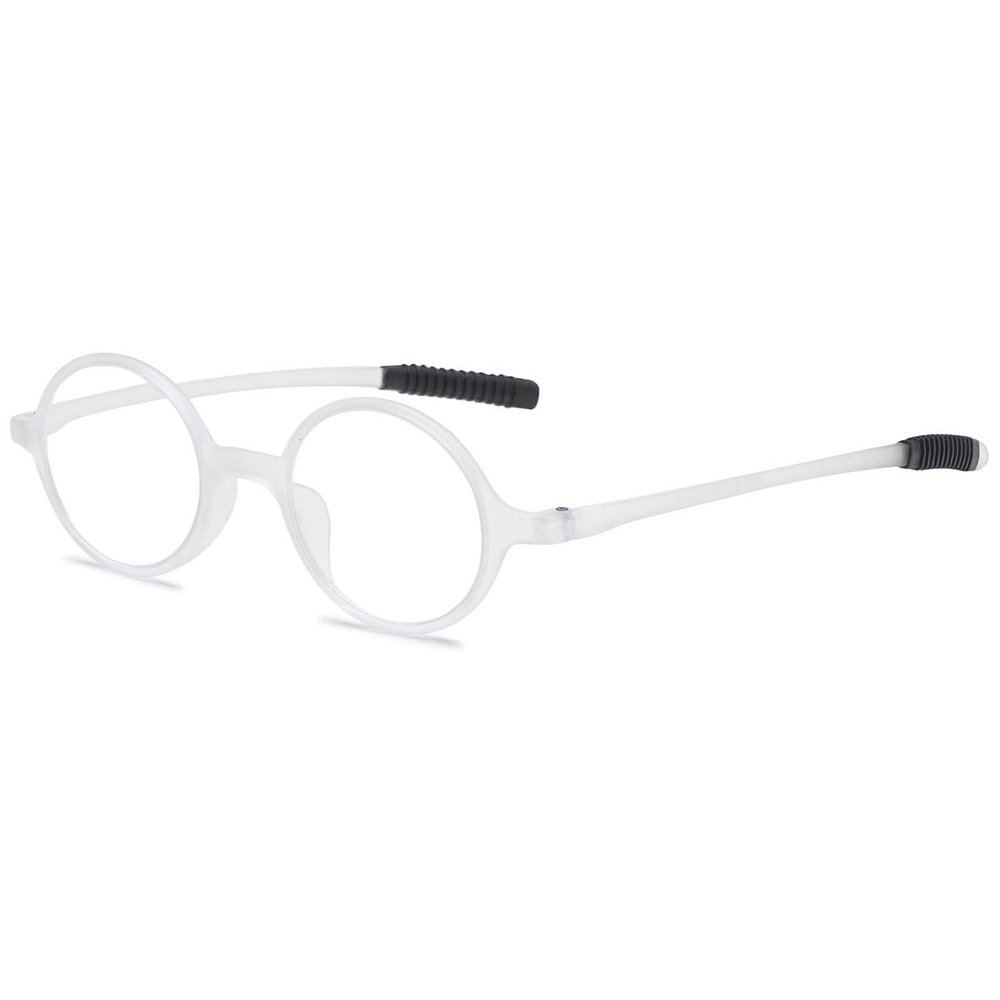 ABETOS Small Round Reading Glasses Retro Mini TR90 Flexible Lightweight Vintage Computer Readers for Men Women, Matte White 1.0