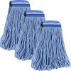 24 oz Loop-End Cotton String Mop Head, Heavy Duty String Mop Refills, 6 Inch Headband, Mop Head Replacement for Home, Industrial and Commercial Use (blue-3pc) view 1