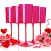 Ciaell 12 Pack Plastic Wine Glasses - 10Oz Hot Pink Plastic Wine Glasses With Stem - Disposable Stemmed Cups for Parties & Weddings & Valentine's Day view 1