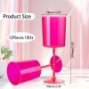Ciaell 12 Pack Plastic Wine Glasses - 10Oz Hot Pink Plastic Wine Glasses With Stem - Disposable Stemmed Cups for Parties & Weddings & Valentine's Day view 2