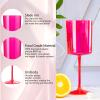 Ciaell 12 Pack Plastic Wine Glasses - 10Oz Hot Pink Plastic Wine Glasses With Stem - Disposable Stemmed Cups for Parties & Weddings & Valentine's Day view 3