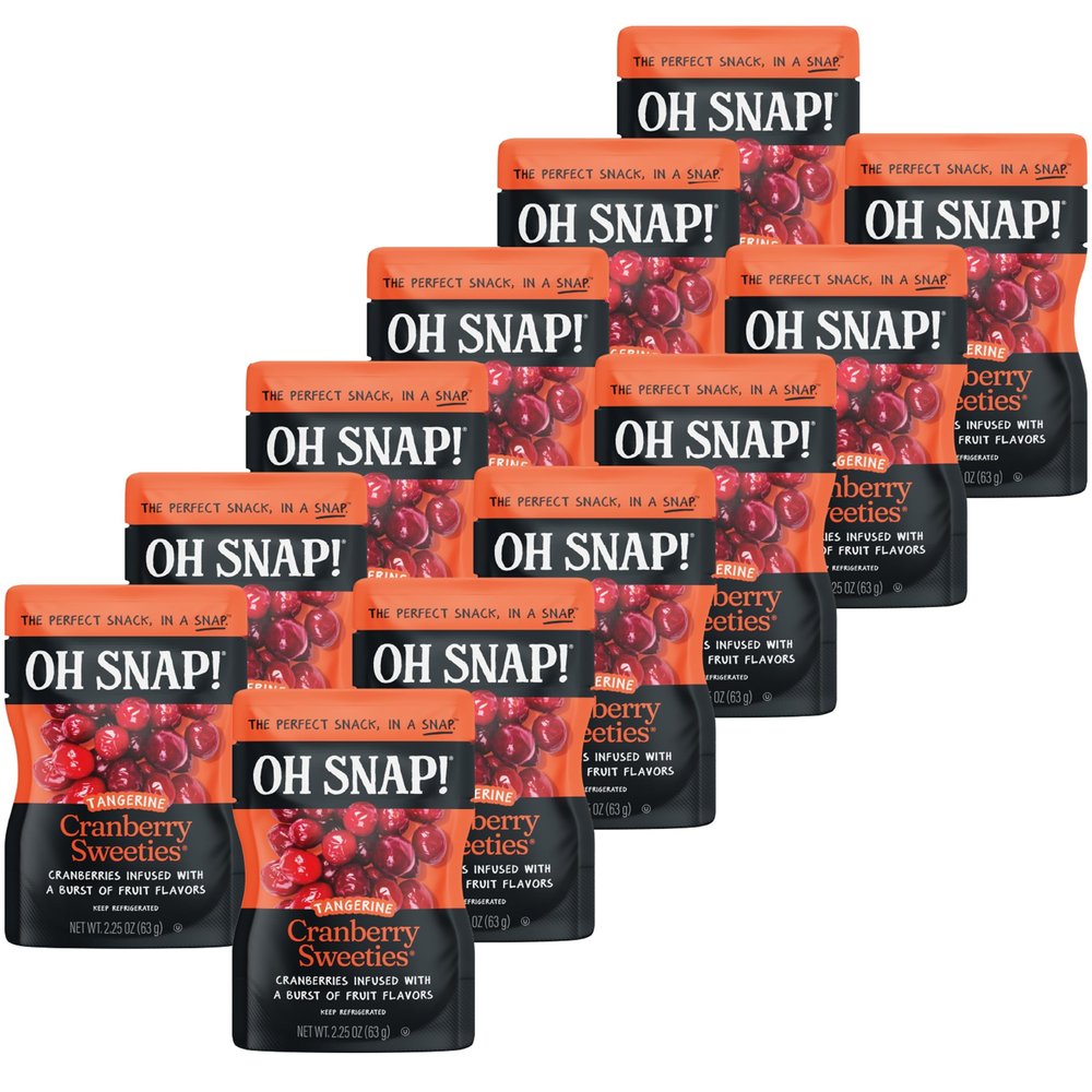 OH SNAP! Tangerine Cranberry Sweeties (12 Pack) - Cranberries Infused with Tangerine Fruit Juices - Ready To Eat Infused Cranberry Snacks - Gluten-Free, Fat-Free - Delicious & Healthy Snack