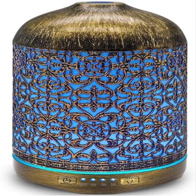 CAFFIA Essential Oil Diffuser, Ultrasonic Aromatherapy Oil Diffuser Humidifier, Vintage Metal Cool Mist Diffusers for Essential Oils Gift Set, Gift Idea
