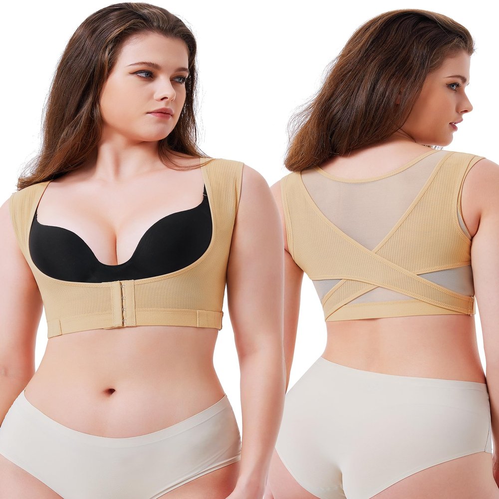 URSEXYLY Upper Back Brace for Women Breathable Posture Corrector Posture Support Back Straightener Pain Relief(Beige,L)