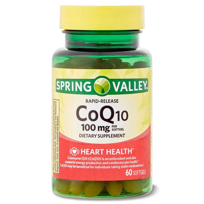 4 TOP CARE Rapid-Release CoQ10 Heart Health Dietary Supplement Softgels, 100 mg, 60 Count