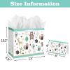 13" Large Baby Gift Bag with Card and Tissue Paper for Baby Shower,Kids Birthday (Woodland Animal) view 2