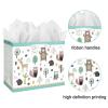 13" Large Baby Gift Bag with Card and Tissue Paper for Baby Shower,Kids Birthday (Woodland Animal) view 4