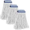 24 oz Loop-End Cotton String Mop Head, Heavy Duty String Mop Refills, 6 Inch Headband, Mop Head Replacement for Home, Industrial and Commercial Use (white-3pc) view 1