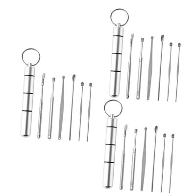 Gatuida 18pcs Stainless Steel Ear Cleaner Tool Easy to Clean Ear Wax Removal Spoons for Portable Design for Travel and Home Use