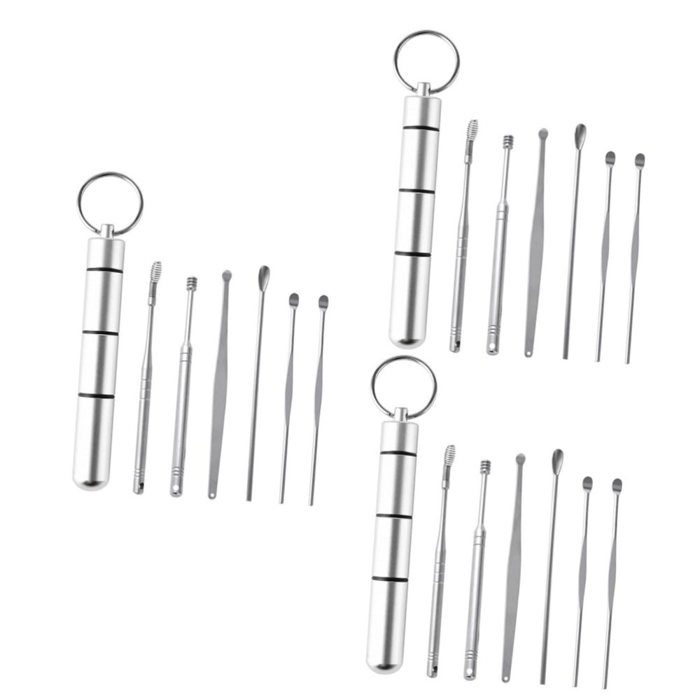 Gatuida 18pcs Stainless Steel Ear Cleaner Tool Easy to Clean Ear Wax Removal Spoons for Portable Design for Travel and Home Use