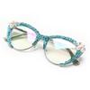 Cat Eye Rhinestone Reading Glasses Diamond Reading Glasses for Women Stylish bling Magnifying Blue Light Readers (blue, 3.25, x) view 2
