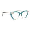 Cat Eye Rhinestone Reading Glasses Diamond Reading Glasses for Women Stylish bling Magnifying Blue Light Readers (blue, 3.25, x) view 3