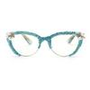 Cat Eye Rhinestone Reading Glasses Diamond Reading Glasses for Women Stylish bling Magnifying Blue Light Readers (blue, 3.25, x) view 4