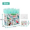 13" Large White Gift Bag Set with Greeting Card and Tissue Paper (Green Dinosaur Design and Happy Birthday) for 1st Birthday 2 Year Old, Boys, Girls, Kids Party, Baby Showers view 2