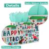 13" Large White Gift Bag Set with Greeting Card and Tissue Paper (Green Dinosaur Design and Happy Birthday) for 1st Birthday 2 Year Old, Boys, Girls, Kids Party, Baby Showers view 4