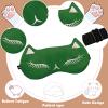 Mukveitn Cute Cat Sleep Mask for Kids (Green&Black), 2 Pack Silk Sleeping Eye Cover Adjustable Mask Night Eyeshade Cover for Girls Boys Women Men Sleep Travel Party view 3