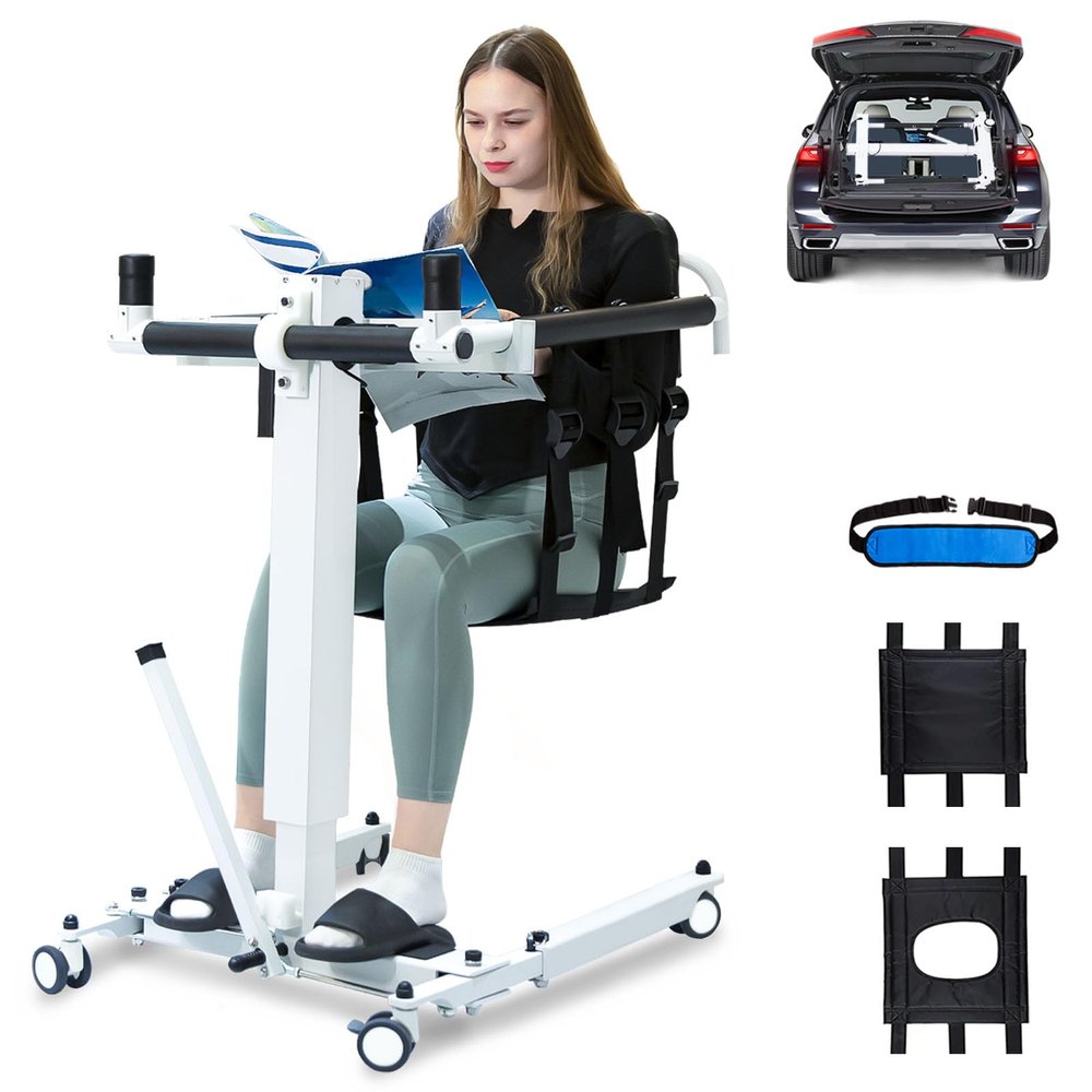 Upgrade-Electric Patient Lift Transfer Chair for Home,Folding Patient Lift for Car,Portable Wheelchair Lift Bedside Commode Transfer Chair,Shower Chair for Elderly and Disabled-Load 260lbs