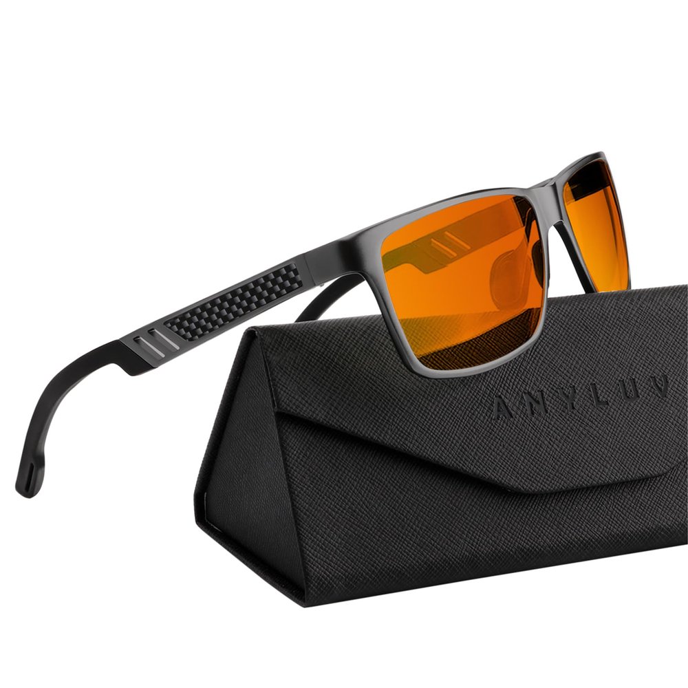 ANYLUV Gaming Glasses for Men Anti Blue Light Computer Glasses Rectangle Al-Mg Metal UV400 Mens Blue Light Filter Eyeglasses