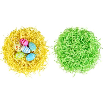 Bobobag - 1LB Easter Crinkle Cut Paper Shred Filler Recyclable Gift Wrap confetti Raffia Grass Shred Paper for Easter Baskets Filler Creative Eggs Decor (Yellow & Green)