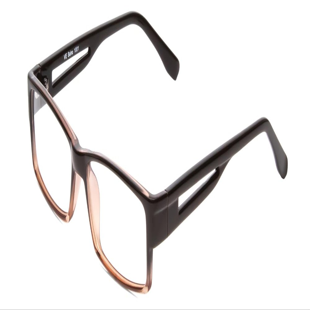 Calabria Soho 1001 Rectangular Reading Glasses +2.25 Shiny Black/Grey Crystal Women
