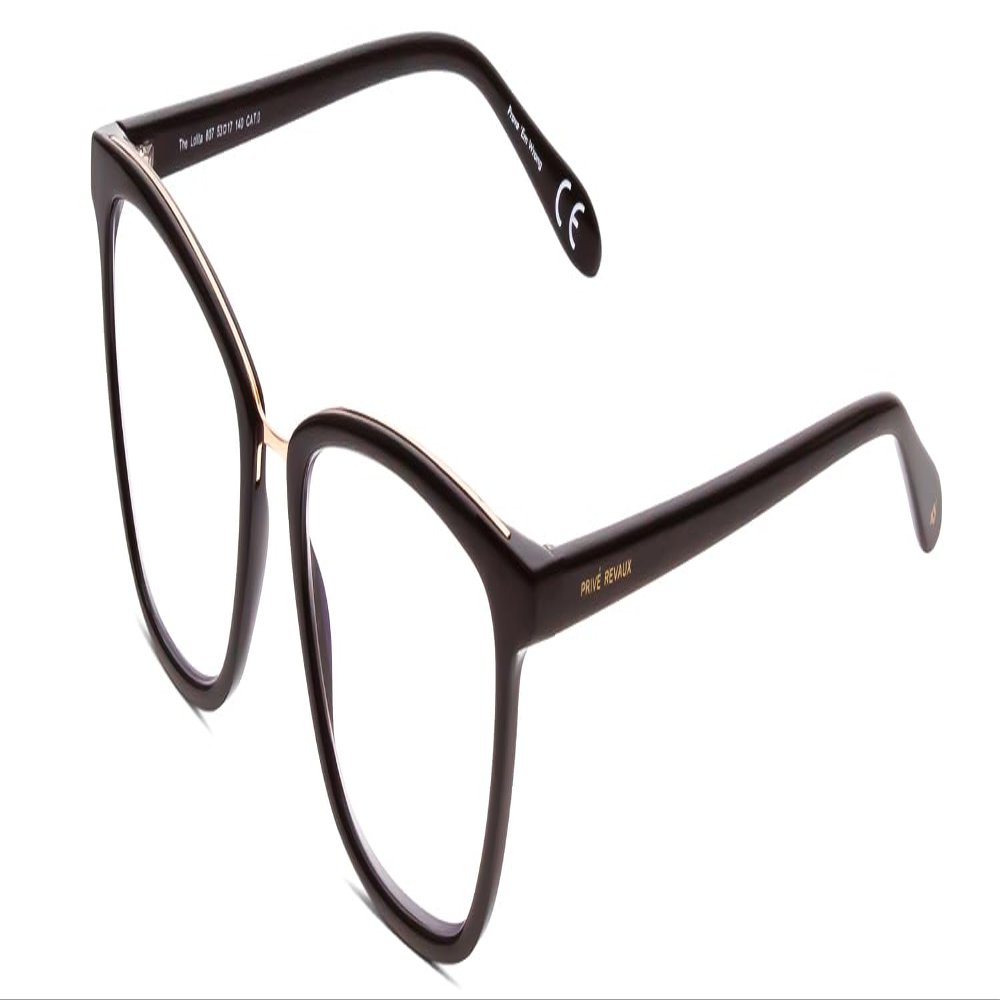 Calabria PRIVE Lolita Cat-Eye Blue Light Blocking Reading Glasses +1.00 Gloss Caviar Black/Rose Gold Women