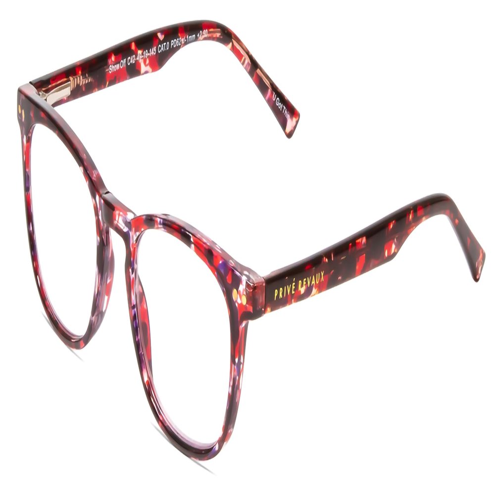 Calabria PRIVE Show Off Single Round Reading Glasses +7.00 Rose Red Tortoise Havana Crystal Women