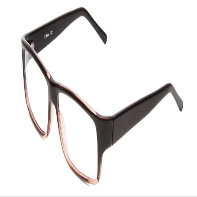 Calabria Soho 1002 Rectangular Reading Glasses +0.75 Shiny Black/Grey Crystal Women