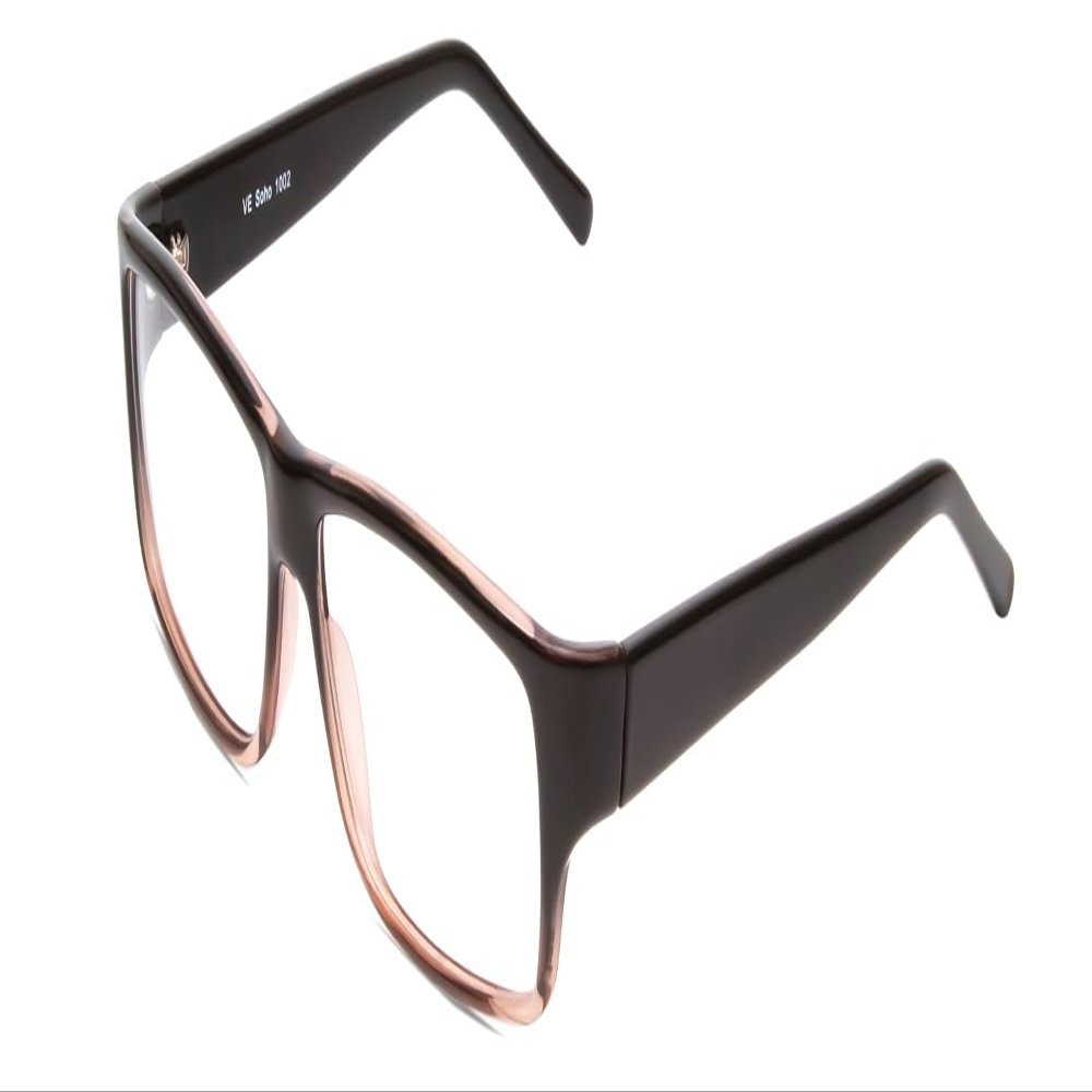 Calabria Soho 1002 Rectangular Reading Glasses +0.75 Shiny Black/Grey Crystal Women