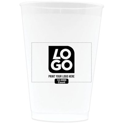 12 Pcs One Color Print 12oz Custom Frosted Cups Reusable Party Cups Cool Drinkware for Events, Party, Brand Promotion- BPA Free (Frosted)