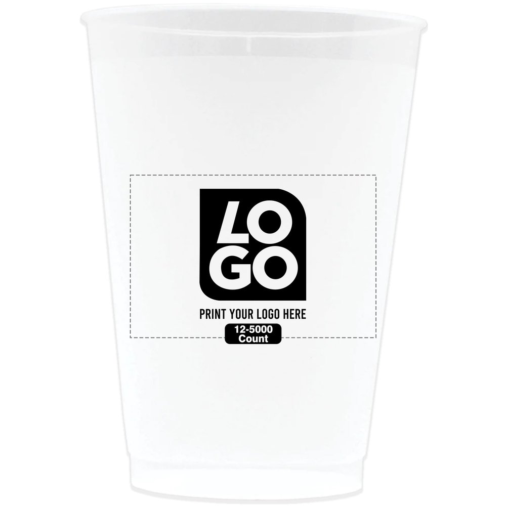 12 Pcs One Color Print 12oz Custom Frosted Cups Reusable Party Cups Cool Drinkware for Events, Party, Brand Promotion- BPA Free (Frosted)