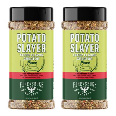 Fire & Smoke Society Potato Slayer Vegetable Seasoning | BBQ Seasonings and Rubs for Grilling | Potato & French Fry Seasoning | Mix Blend Rub Powder, Garlic, Onion, Herb Flavor | XL (2 Pack)