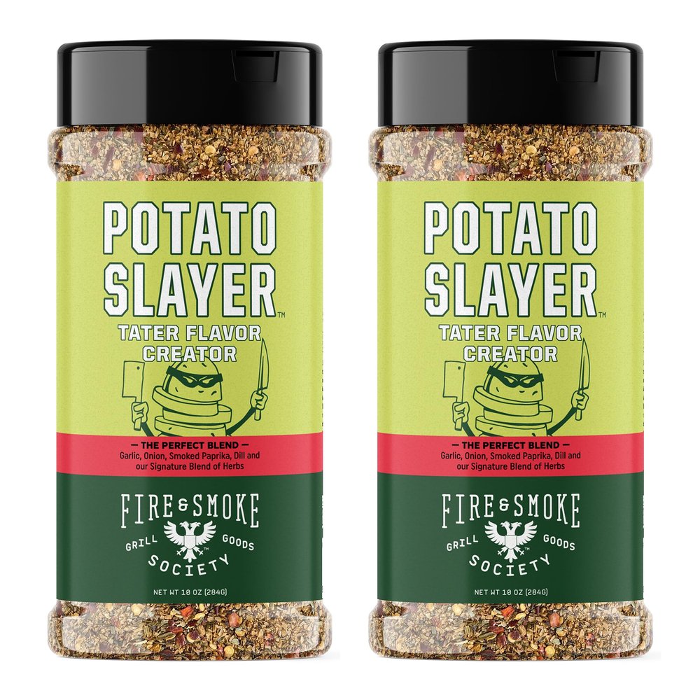 Fire & Smoke Society Potato Slayer Vegetable Seasoning | BBQ Seasonings and Rubs for Grilling | Potato & French Fry Seasoning | Mix Blend Rub Powder, Garlic, Onion, Herb Flavor | XL (2 Pack)