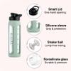 Asbirg Fitness | 24 oz Glass Protein Shaker Bottle  BPA-Free, Leakproof Lid, Stainless Steel Mixing Ball & Silicone Sleeve  Gym Shaker for Smoothies, Shakes & Pre-Workout  Pastel Green view 2