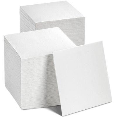 Disposable Cocktail Napkins White Paper, [200 Pack] 10" x 10" 2-Ply Quilted White Beverage Napkins For Bar, Cafe, Weddings, Party Or Kitchen