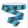 1.5" B & W Polka Dot Stripes Ribbon: Turquoise (10 Yards) Floral Arrangement Gift Wrapping Bow Crafting Wreath Wired Ribbon view 1
