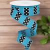 1.5" B & W Polka Dot Stripes Ribbon: Turquoise (10 Yards) Floral Arrangement Gift Wrapping Bow Crafting Wreath Wired Ribbon view 2