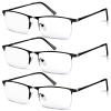 WEIMELTOY 3 Pack Blue Light Blocking Reading Glasses for Men, Stylish Half Frame Metal Computer Readers, Lightweight Spring Hinge Eyeglasses Anti Eyestrain/Glare/UV (Black, 1.5) view 1