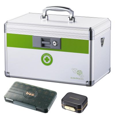 ALOSUTR Medication Lock Box with key, First Aid Key Box with Lock,medicine lock box with keyLock Box for MedicationLockable Medicine Storage Box,12 x7.6x 7.8 inches [Medium]