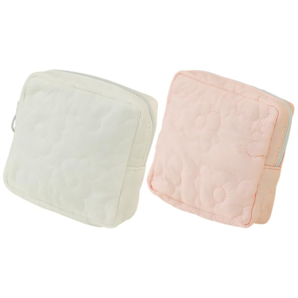 2pcs Sanitary Napkin Storage Bag Period Pouch Mini Coin Pouch Menstrual Pad Container Napkin Pouch Travel Makeup Bag Sanitary Pouch Polyester Aunt Towel Bag Outdoor