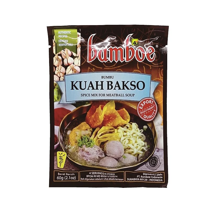 Bamboe Bumbu Kuah Bakso Meatball Soup Spice Mix, 60 Gram (Pack of 9)