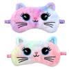 2 Pcs Plush Eye Mask Soft Sleeping Blindfold Eye Cover Comfortable Cute Animal Sleeping Mask Satin Nap Night Eyeshade Cover for Women Men Gift (Colorful, Cat Style) view 1